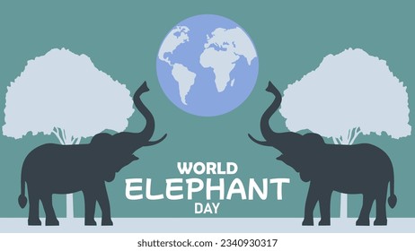 World elephant day design template for celebration. elelphant day design template for greeting. banner for world elephant day. elephant vector image. flat design. silhouette design.