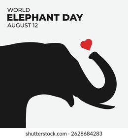 World elephant day design template for celebration. Silhouette design.
