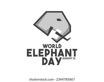 Vector de diseño del Día Mundial del Elefante. 12 de agosto. Vector de diseño plano. Cartel, pancarta, tarjeta, fondo. Eps 10.