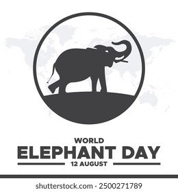 world elephant day held on 12th of August, world elephant day stock illustration and editable social media template. 