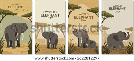  World Elephant Day Illustration Set: Celebrating Gentle Giants