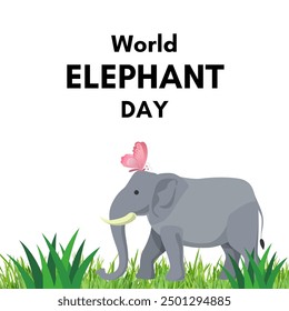 cartel del día mundial del elefante, Vector del elefante, Ilustración vectorial del día del elefante. ARCHIVO EPS.
