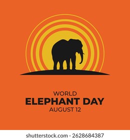World Elephant Day. Elephant silhouette, promoting awareness.