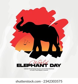 world elephant day Social Media post for wildlife nature, Elephant, Giants, WIld, Animals