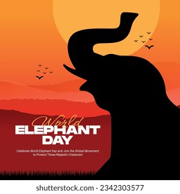 world elephant day Social Media post for wildlife nature, Elephant, Giants, WIld, Animals