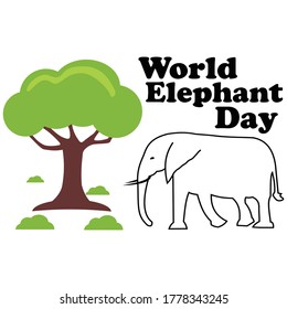 World Elephant Day. Templates for backgrounds, banners, cards, posters with elephant icons and text writing, Vector illustration.