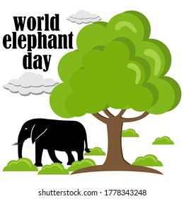 World Elephant Day. Templates for backgrounds, banners, cards, posters with elephant icons and text writing, Vector illustration.