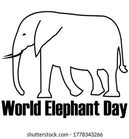 Día Mundial del Elefante. Plantillas para fondos, carteles, tarjetas, carteles con iconos de elefante y escritura de texto, Ilustración vectorial.
