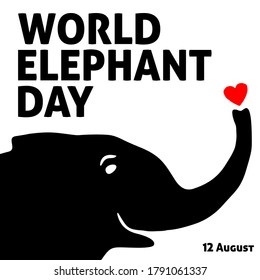 World Elephant Day. Vector illustration for congratulations on all the day of the elephants. Logo, emblem, greeting card, postcard, poster for elephant lovers
