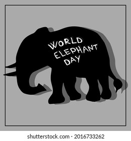 World Elephant Day. Vector illustration with grey elephant icon. Illustration symbolizing the threat of extinction of elephants