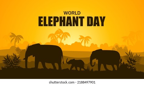 World Elephant Day vector illustration. Suitable for Poster, Banners, campaign and greeting card.