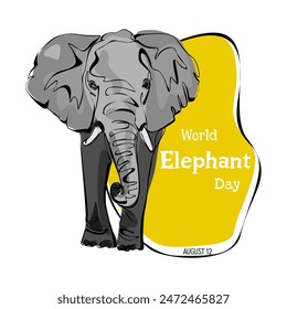 World Elephant Day vector illustration. Suitable for Poster, Banners, campaign and greeting card. Wildlife concept. Wild animals. Save elephants