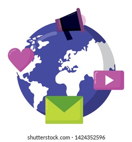 world email love message loudspeaker social media vector illustration