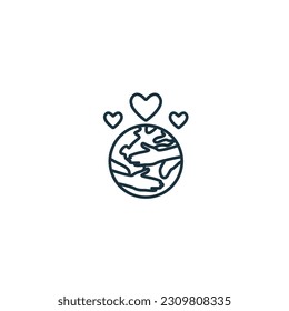 Icono de abrazo mundial. Simple señal monocroma de la colección de donaciones. Icono de adopción mundial para logotipo, plantillas, diseño web e infografías.