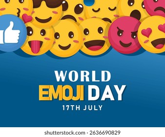 World Emoji Day Background with Emoticons
