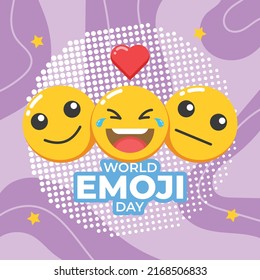 World emoji day in flat design style