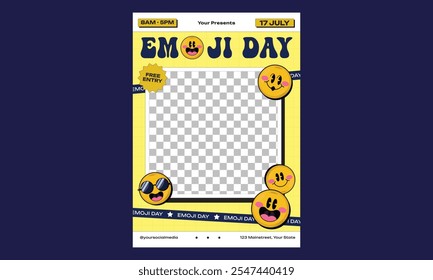 World Emoji Day Flyer. Vector illustration.