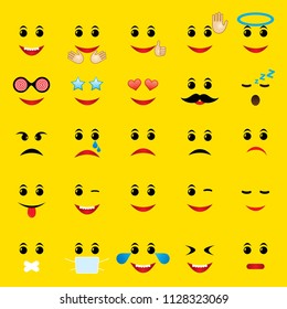 World emoji day greeting card design template with different feelings