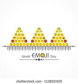 World emoji day greeting card design template with different feelings