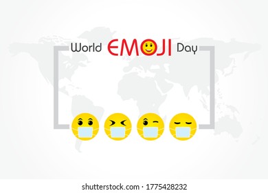 World emoji day greeting card design template with different feelings
