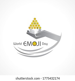 World emoji day greeting card design template with different feelings
