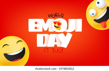 World Emoji Day Greeting Card. Happy Emoji Day Vector Greeting Card. 17 Of July