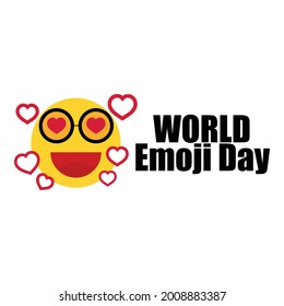 World emoji day greeting card with smile face Emoji and white background