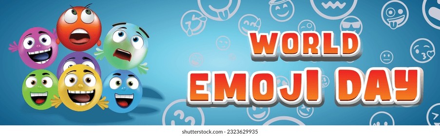 World emoji day greeting card design template with different feelings Emoji vector banner design. World Emoji Day Vector Illustration.