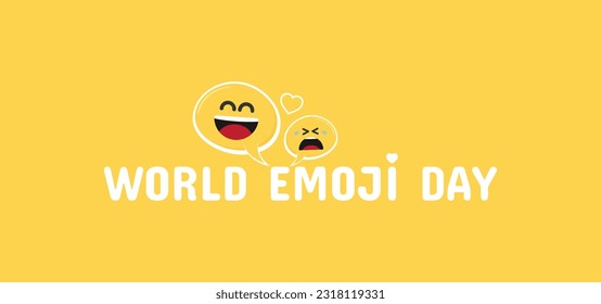 World emoji day illustration with two emoji expressions laughing and sad. Vector background 
