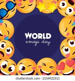 world emoji day lettering frame poster