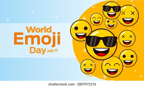 World Emoji Day on July 17 business brochure flyer banner design horizontal template vector, cover presentation abstract, modern publication poster and flag-banner, layout in rectangle size.