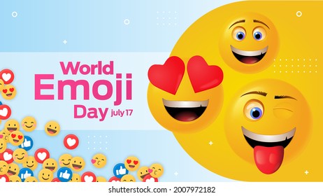 World Emoji Day on July 17 business brochure flyer banner design horizontal template vector, cover presentation abstract, modern publication poster and flag-banner, layout in rectangle size.