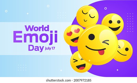 World Emoji Day on July 17 business brochure flyer banner design horizontal template vector, cover presentation abstract, modern publication poster and flag-banner, layout in rectangle size.