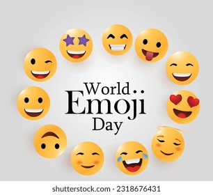 World emoji day vector background template .emojis in different facial expression .