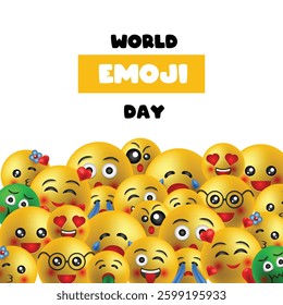 world emoji day, vector frame on the white background