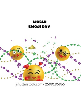 world emoji day, vector frame on the white background