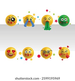 world emoji day, vector frame on the white background