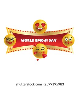 world emoji day, vector frame on the white background