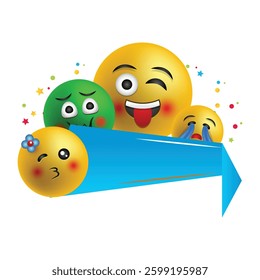 world emoji day, vector frame on the white background
