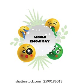world emoji day, vector frame on the white background