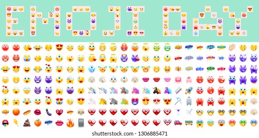 World Emoji Day Vector Illustration. July 17th. Lettering and Emoji Set for Digital or Print Project