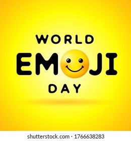 World Emoji Day vector template design illustration. Concept for Smile Day with smiling in text. Line icon emoji illustration on yellow background