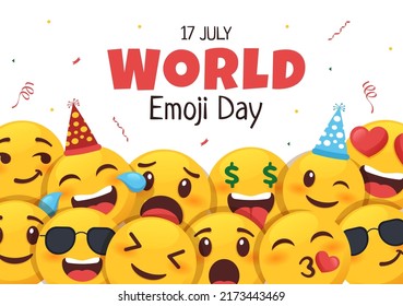 World Emotion Day Celebration with Events and Product Releases in Different Facial Expression Cute Cartoon Form in Flat Background Illustration