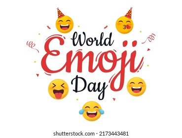 World Emotion Day Celebration with Events and Product Releases in Different Facial Expression Cute Cartoon Form in Flat Background Illustration