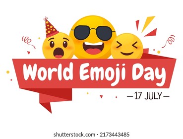 World Emotion Day Celebration with Events and Product Releases in Different Facial Expression Cute Cartoon Form in Flat Background Illustration