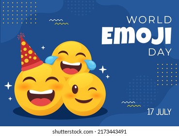 World Emotion Day Celebration with Events and Product Releases in Different Facial Expression Cute Cartoon Form in Flat Background Illustration