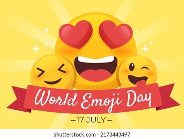 World Emotion Day Celebration with Events and Product Releases in Different Facial Expression Cute Cartoon Form in Flat Background Illustration