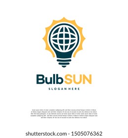 World Energy Bulb logo concept vector, Bulb Sun World Globe logo template symbol