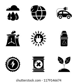 World energy icons set. Simple set of 9 world energy vector icons for web isolated on white background