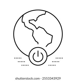world energy saving line icon vector. world energy saving sign. isolated contour symbol black illustration